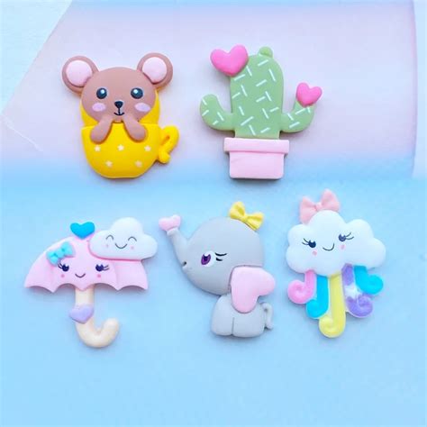 Piezas De Resina Kawaii Para Manualidades Cabujones Con Parte Trasera