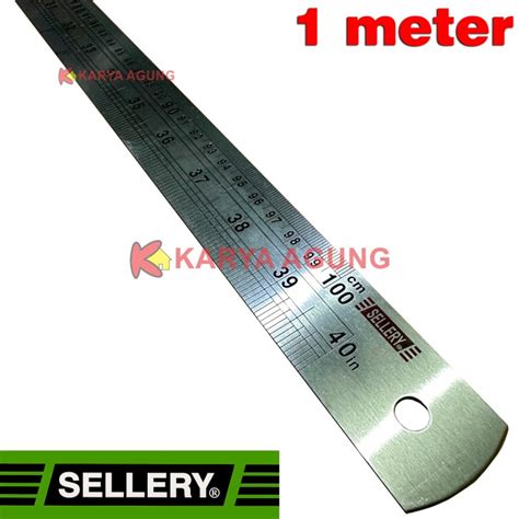 Jual Penggaris Besi 1 Meter SELLERY Alat Ukur Mistar Panjang 100cm 40