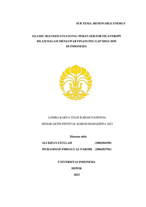 Pdf Islamic Blended Financing Peran Sektor Filantropi Islam Dalam