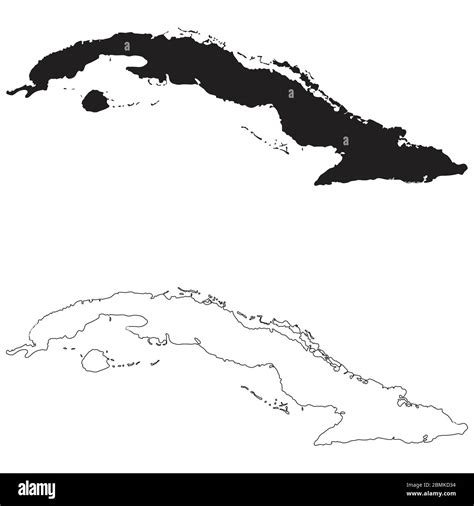 Cuba Country Map Black Silhouette And Outline Isolated On White