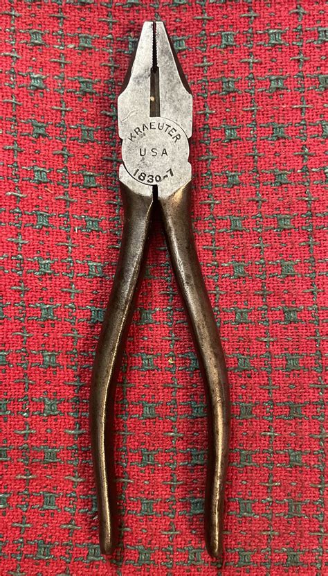 Vintage Kraeuter Industrial 1830 7 Linemans Pliers Cutting Pliers Usa