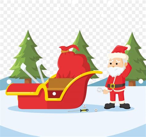 Santa Claus Sled Cartoon Illustration, PNG, 2537x2396px, Santa Claus ...