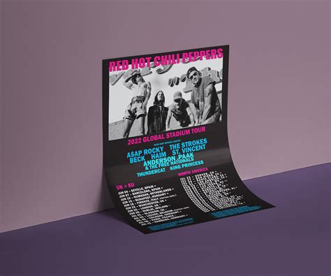 Red Hot Chili Peppers Tour Poster Red Hot Chili Peppers Print Rock Music Poster Rock And