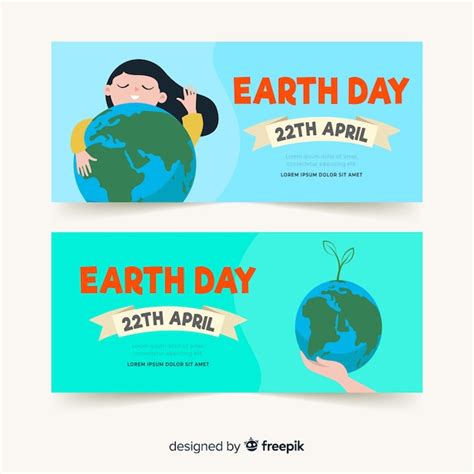 Free Vector Girl Hugging Planet Mother Earth Day Banner