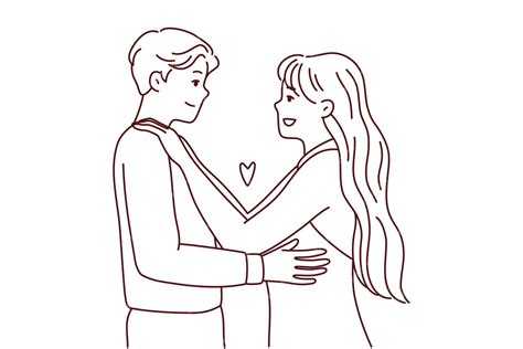 Premium Vector Happy Couple In Love Hugging