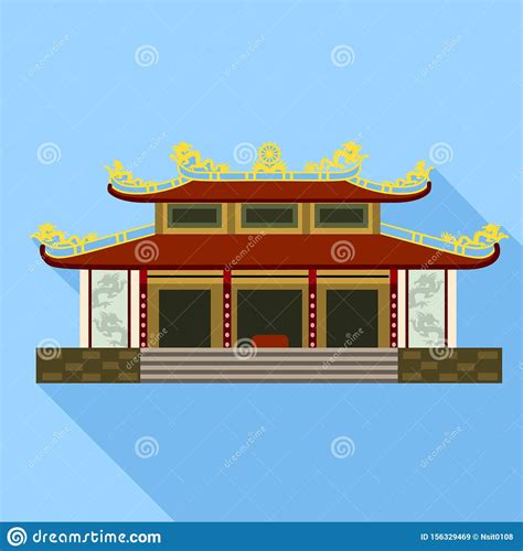 Icono Del Templo De Vietnam De Estilo Plano Ilustración del Vector