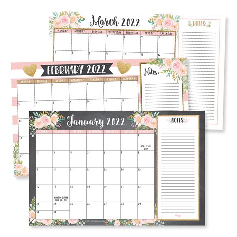 Large Desk Calendar 2022 2023 Pink Calendar 2022 Desk Calendars 2022