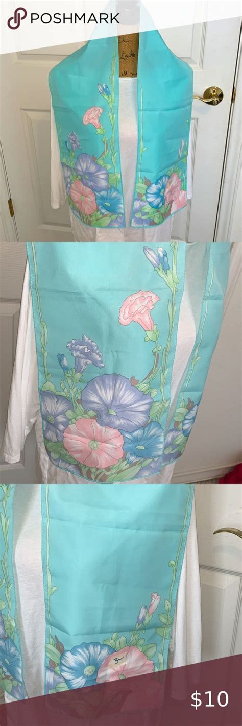 Womens Vintage Blue Floral Print AVON Scarf