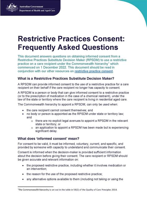 Consent For Restrictive Practices Frequently Asked Questions