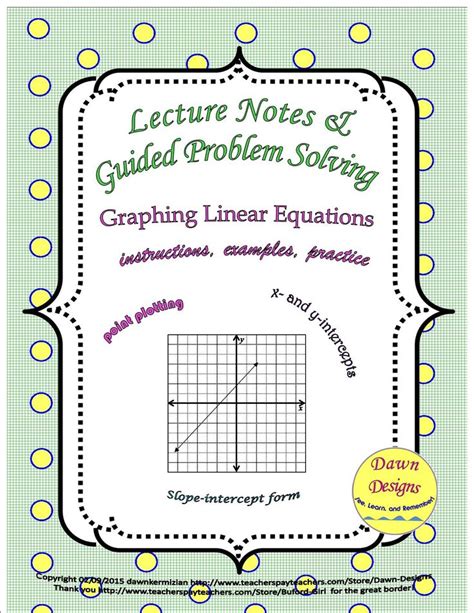 The Graphing Linear Functions Worksheet For Slope Intercept And Quadtiched Problems