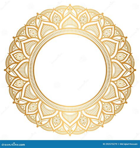 Luxury Golden Circle Frame Transparent With Vintage Mandala Gold