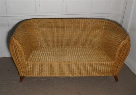 Vintage Rattan 2 Seater Wicker Settee Sofa 567826 Uk