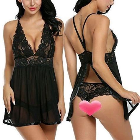 Femme Ensemble De Lingerie Dentelle Col V Erotique Nightwear Robe De