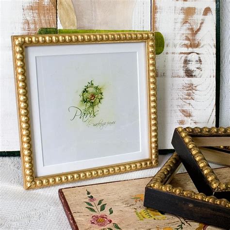 8x8 Inch Square Gold Boules Photo Frame Deluxe