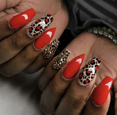 Check Out Simonelovee ️ Leopard Print Nails Red Nails Nails