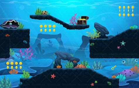 Deep Water Platformer Tileset Game Tilemaps