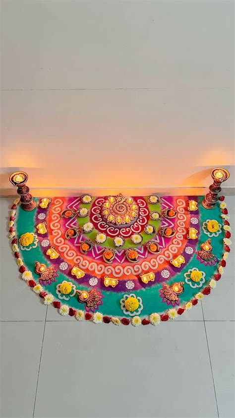 Beautiful rangoli using Diyas for Diwali #DilKiDiwali in 2024 | Rangoli ...