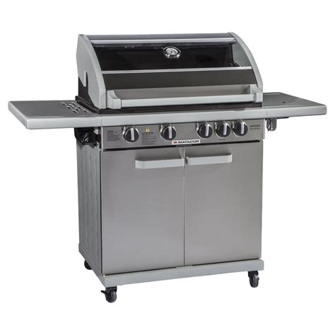 Matador 4 Burner Hooded Artiste Bbq With Side Burner Bunnings Warehouse