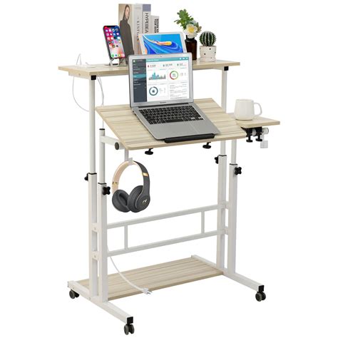 SIDUCAL Mobile Stand Up Desk, Adjustable Laptop Desk with Wheels ...