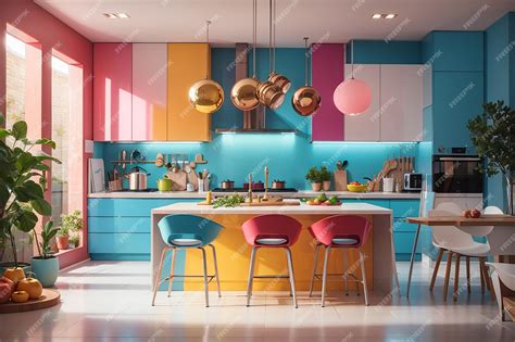 Premium AI Image | Modern kitchen interior design colorful