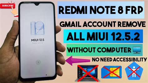 Redmi Note 8 FRP Bypass All MIUI 12 5 2 FRP Bypass Without Computer