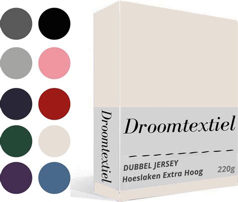 Droomtextiel Dubbel Geweven Jersey Hoeslaken Cr Me Eenpersoons