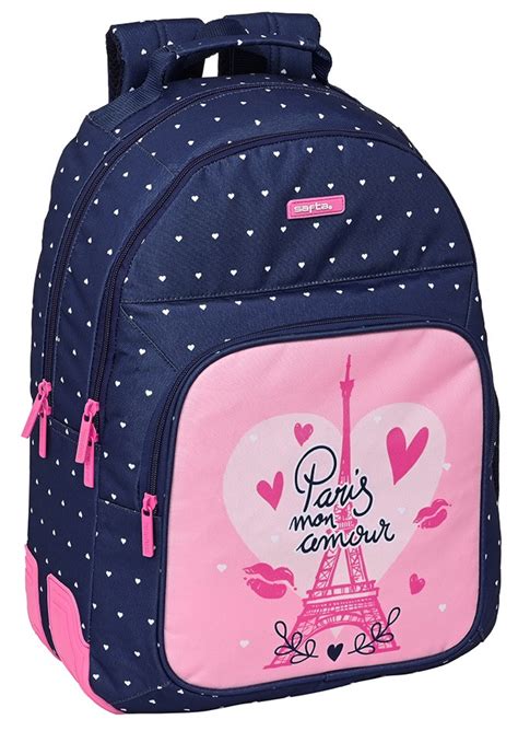 Mochila Escolar dupla 42cm adap trolley Paris Mon Amour Loja da Criança