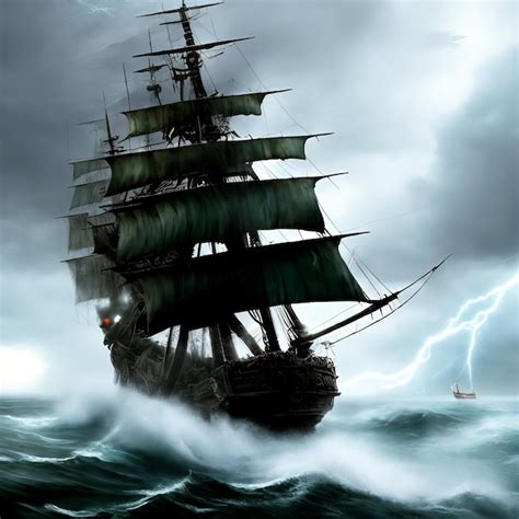 Premium AI Image | ghost pirate ship portrait wallpaper