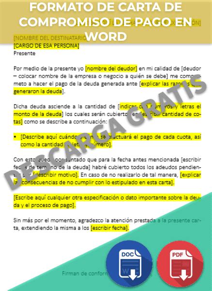 Carta Compromiso De Pago 【 Ejemplos Y Formatos 】word Pdf