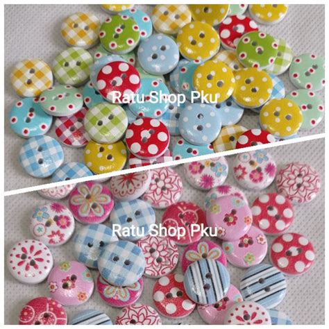 Jual Kancing Motif Kayu Hias Asesoris Warna Warni Cantik 15 Cm Shopee Indonesia