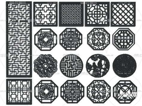 新中式窗花 雕花 镂空窗花su模型下载id14086043sketchup模型下载 欧模网