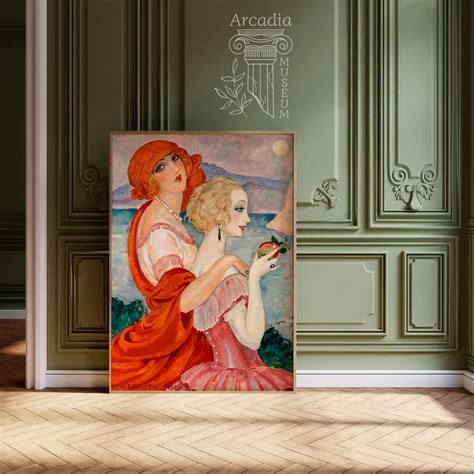 Lesbian Art Deco Poster Lesbian Print Sapphic Art Vintage Painting Sur La Route D Anacapri