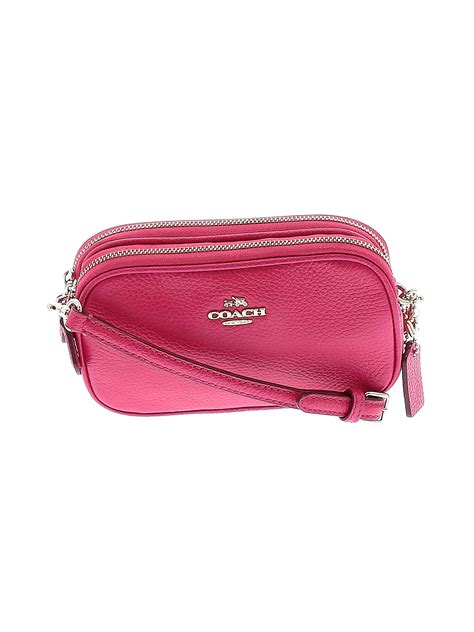 Coach 100 Leather Solid Colored Pink Leather Crossbody Bag One Size