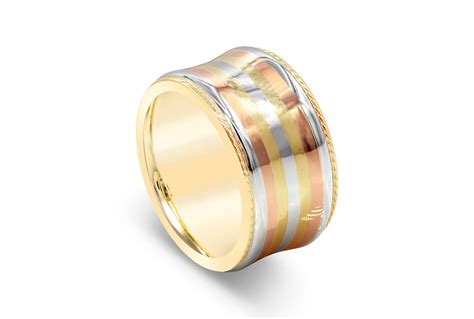 Roman Malakov K Tricolor Gold Concave Wedding Band Ring For Sale At