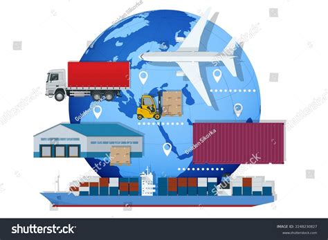 Global Logistics Network Air Cargo Rail Stock Vector Royalty Free