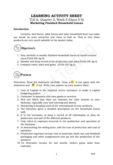 Las Tle 6 Q2 W5 Day3 5 For Printing Learning Activity Sheet Tle 6