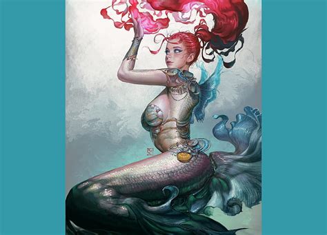 1080p Free Download Mermaid Siren Blue Kyuyong Eom Art Frumusete Luminos Redhead Vara