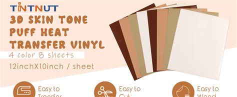 Tintnut Skin Tone Puff Htv Vinyl Heat Transfer Sheets X