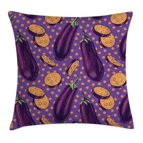 Eggplant Throw Pillow Cushion Cover Realistic Looking Eggplants With