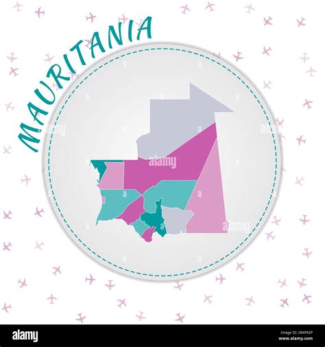 Diseño De Mapas De Mauritania Mapa Del País Con Regiones En Paleta De