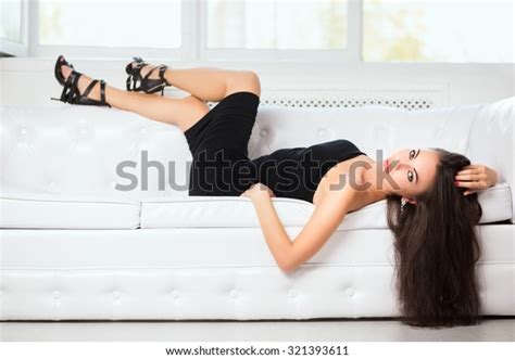 Sexy Brunette Wearing Black Dress Posing Stock Photo 321393611 Shutterstock