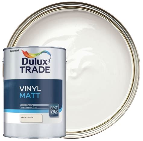 Dulux Trade Vinyl Matt Emulsion Paint White Cotton 5l Uk