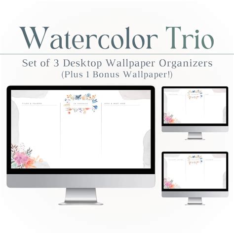 Watercolor Trio Desktop Wallpapers, Minimalist, Desktop Organizers ...