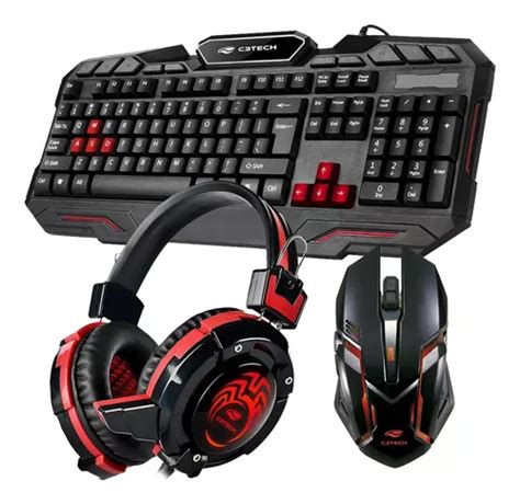 Kit Teclado Mouse Headset Gamer Gk C Tech Abnt Nf