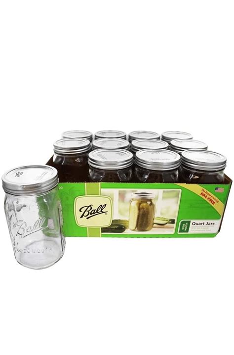 Ball Mason 32 oz Wide Mouth Jars with Lids and Bands, Set of 12 Jars ...