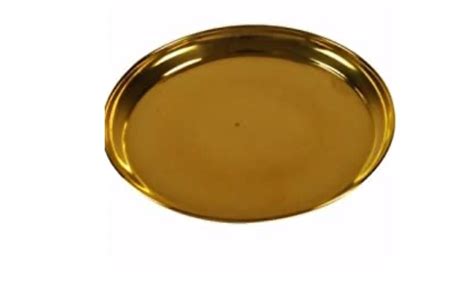 Polished Round Brass China Plate For Dinner Plates Size 8 Inch At