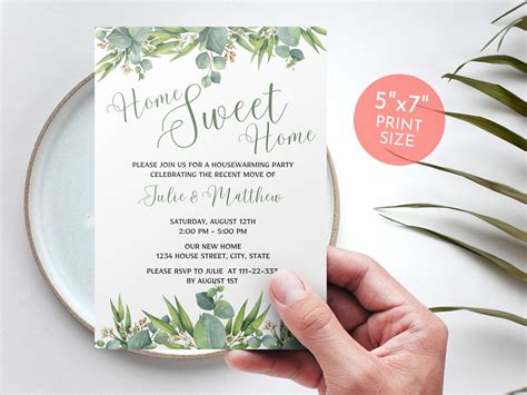 Floral Housewarming Party Invitation Housewarming Invitation Greenery