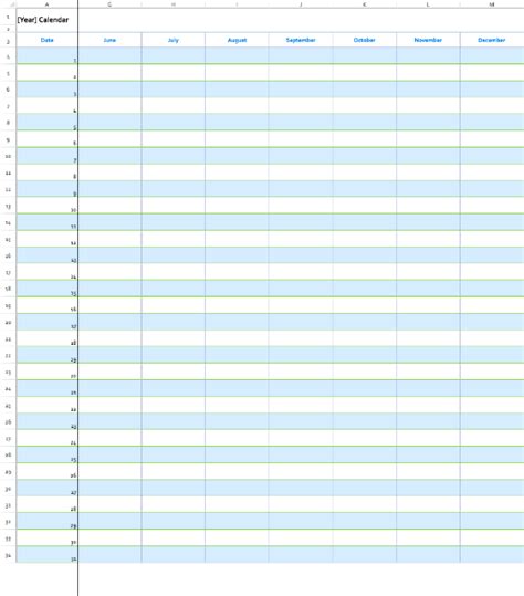 Yearly Calendar Excel Template