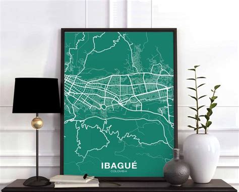 IBAGUE Colombia Map Poster Color Hometown City Print Modern | Etsy