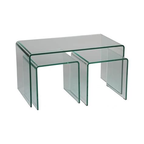 Lot De Tables Basse Verre Tremp Courb Achat Vente Table Basse